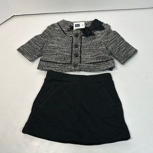 Janie & Jack French Voyage Sparkle Boucle Tweed Jacket Black Skirt Outfit Set